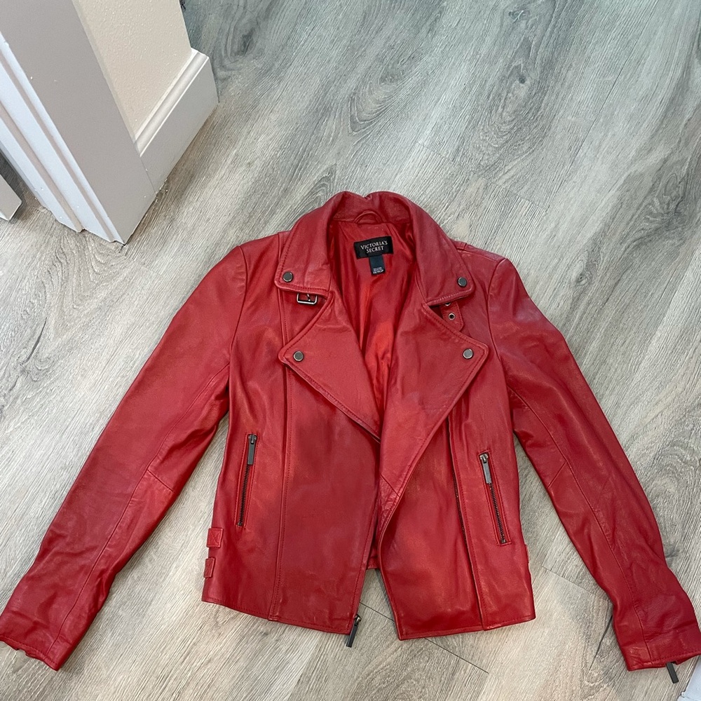 Victoria’s Secret Red Soft Leather Jacket — XS